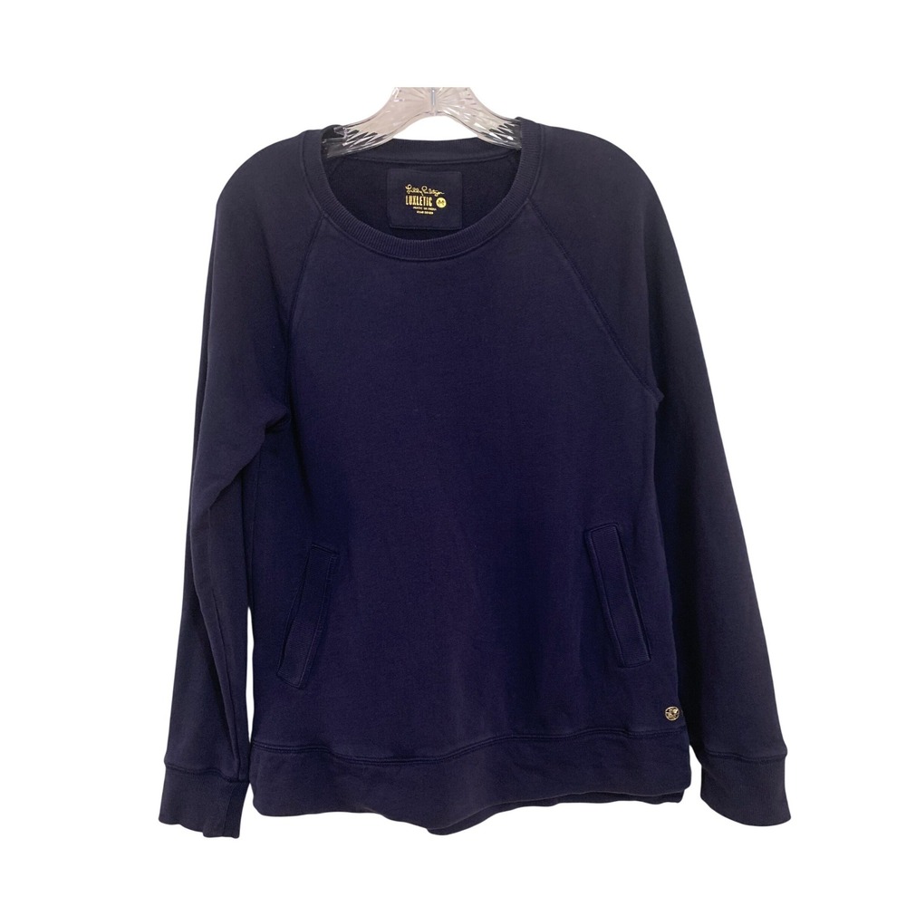 Lilly Pulitzer Luxletic Navy Blue French Terry Zip Side Sweatshirt Medium